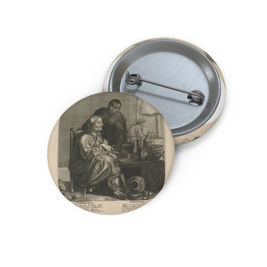 Alchemist - Rijksmuseum public domain dedication Pin Buttons with Crisp Design