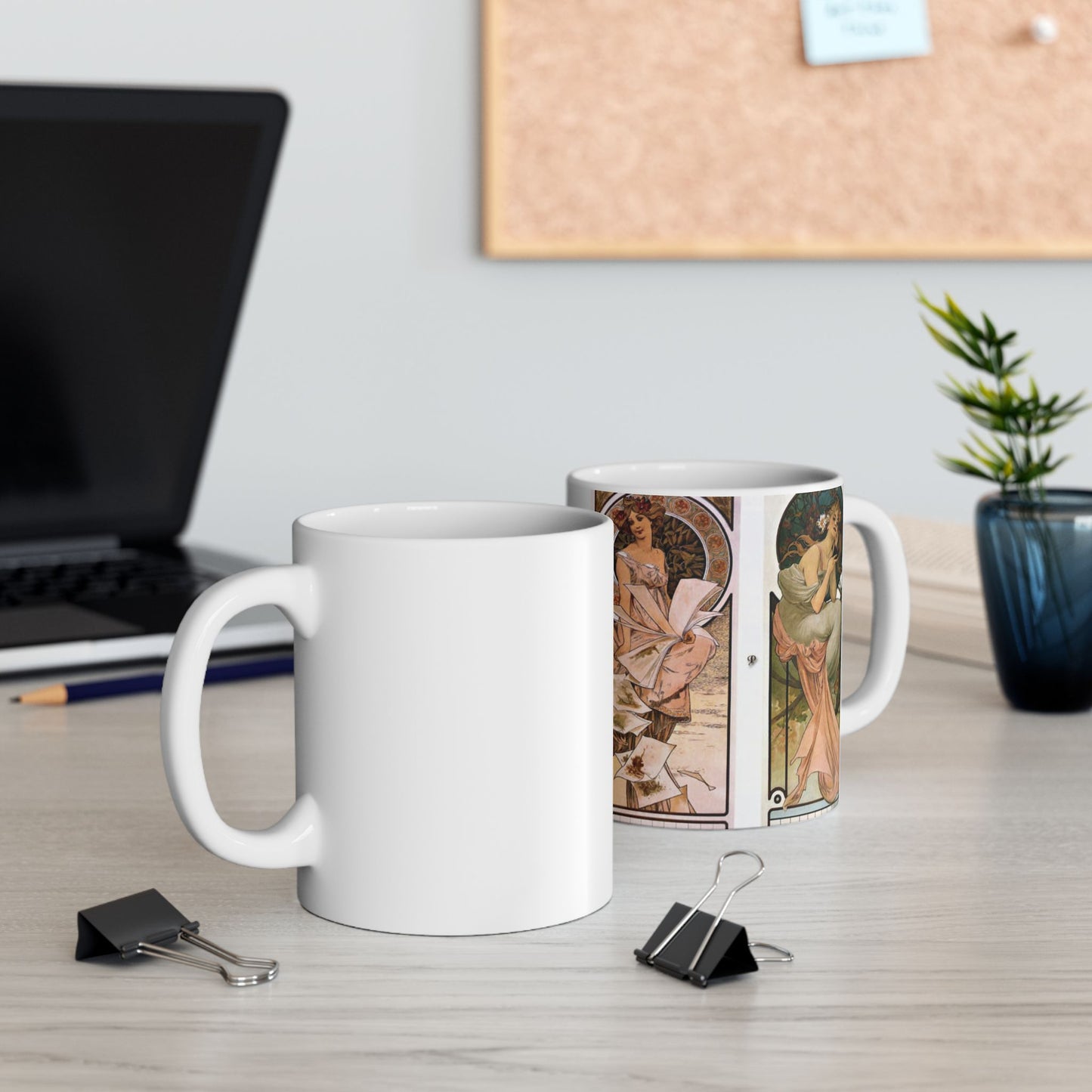 Alfonse Mucha Artworks - Drawing. Public domain image. Beautiful Novelty Ceramic Coffee Mug 11oz
