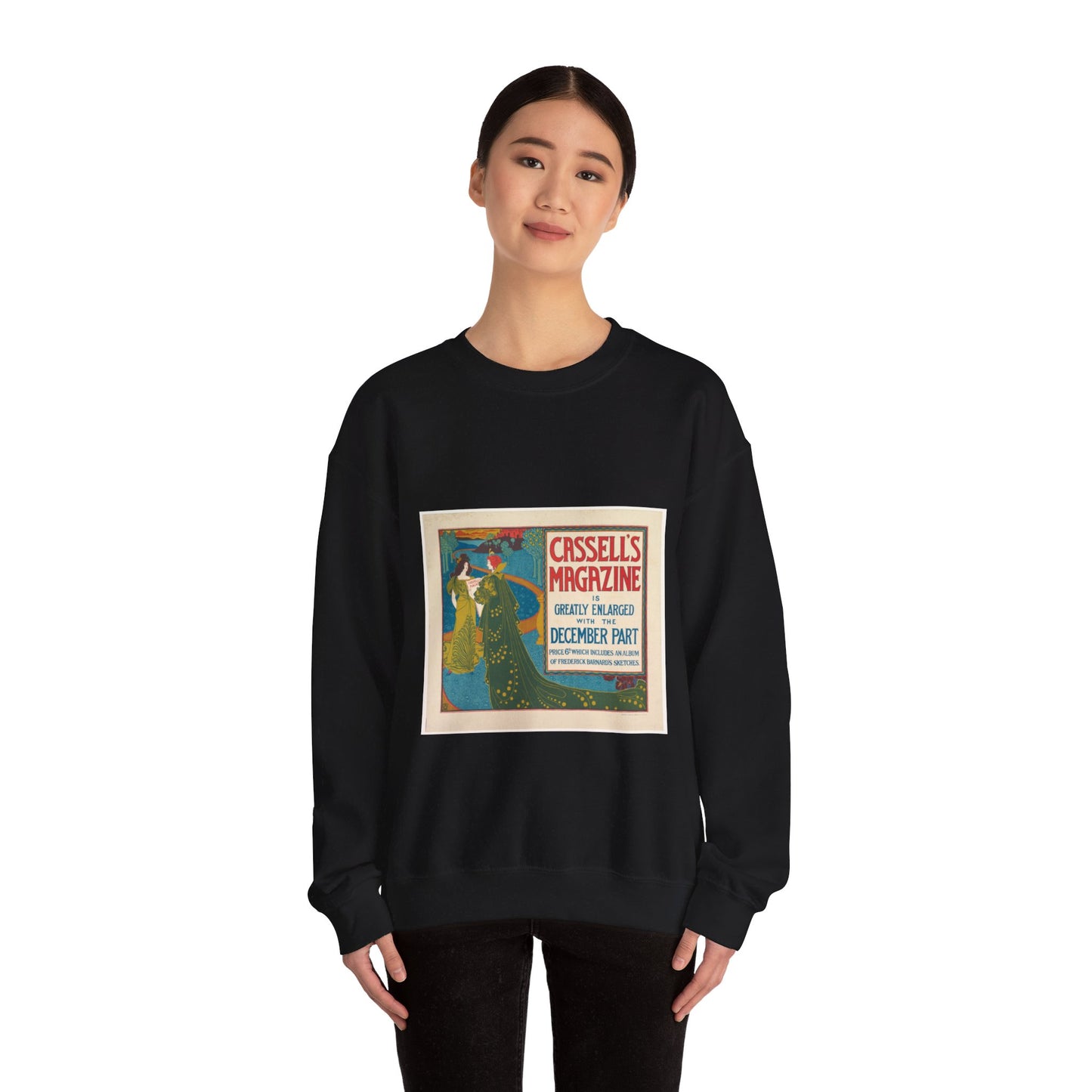 Louis Rhead - Cassell's Magazine: December Black Heavy Blend Adult Crew Neck SweatShirt