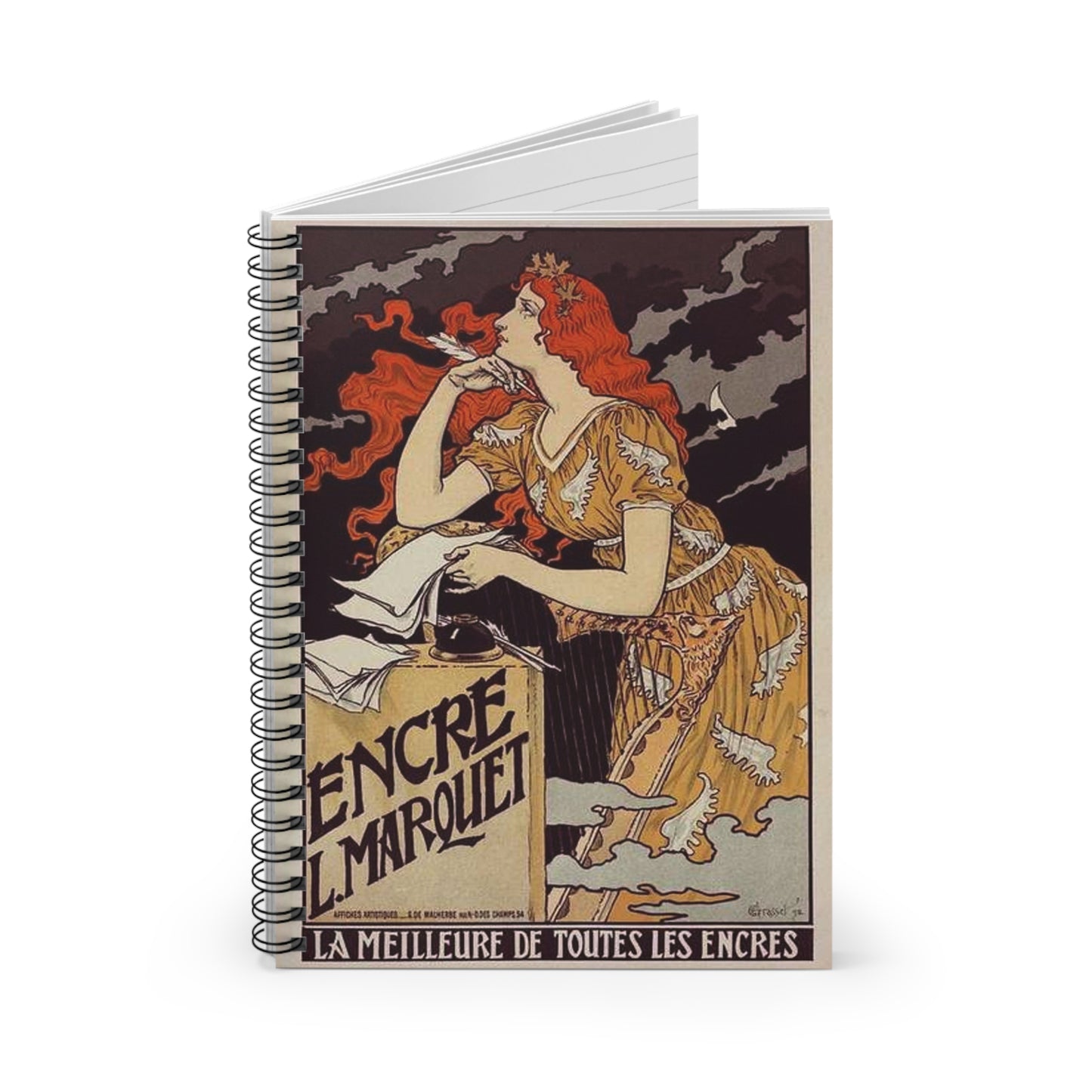 Affiche pour l' "Encre Marquet". Spiral Bound Ruled Notebook with Printed Cover