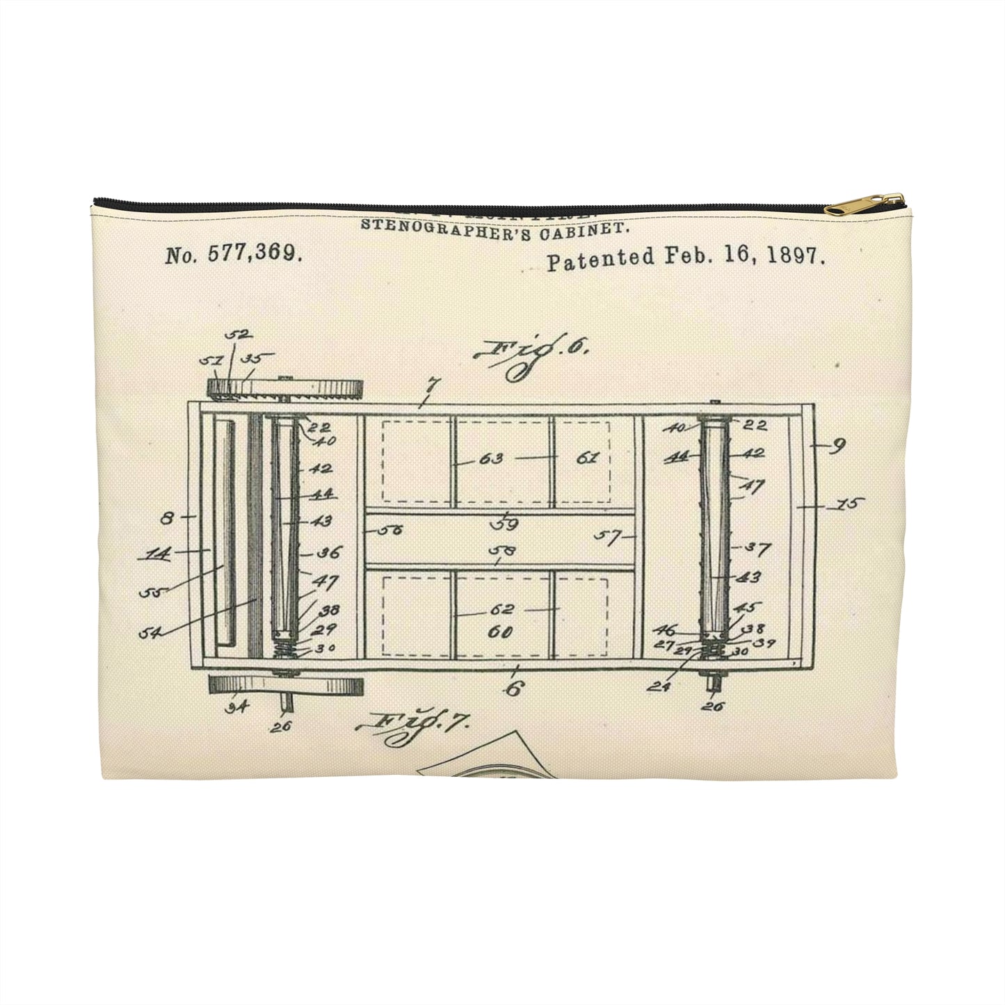 Patent Case File No. 577,369, Stenographer's Cabinet, Inventor- Arthur F. McIntire - DPLA - 2e93a65db0801a68cfced8a4f92d4df6 (page 40) Large Organizer Pouch with Black Zipper