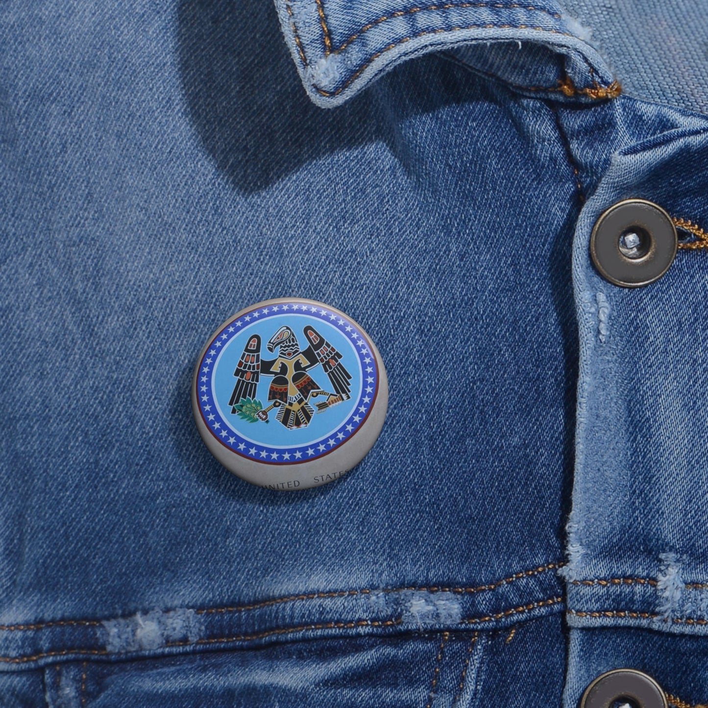 One of several medallions at Fair Park, depicting nations that have ruled all or much of the territory of Texas Pin Buttons with Crisp Design