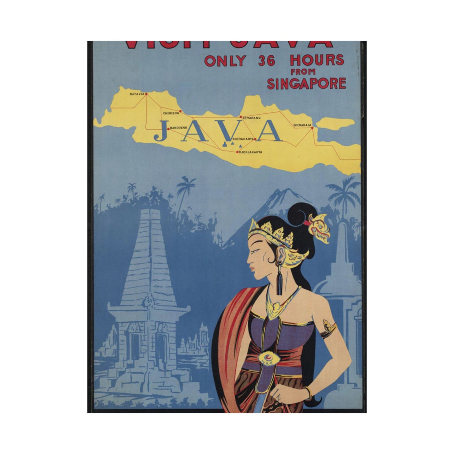 Java. Vintage Travel Poster., Art Deco Poster High Quality Matte Wall Art Poster for Home, Office, Classroom