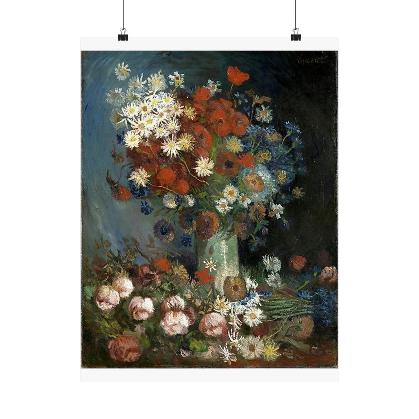 Still life with meadow flowers and roses Van Gogh 1886 High Quality Matte Wall Art Poster for Home, Office, Classroom