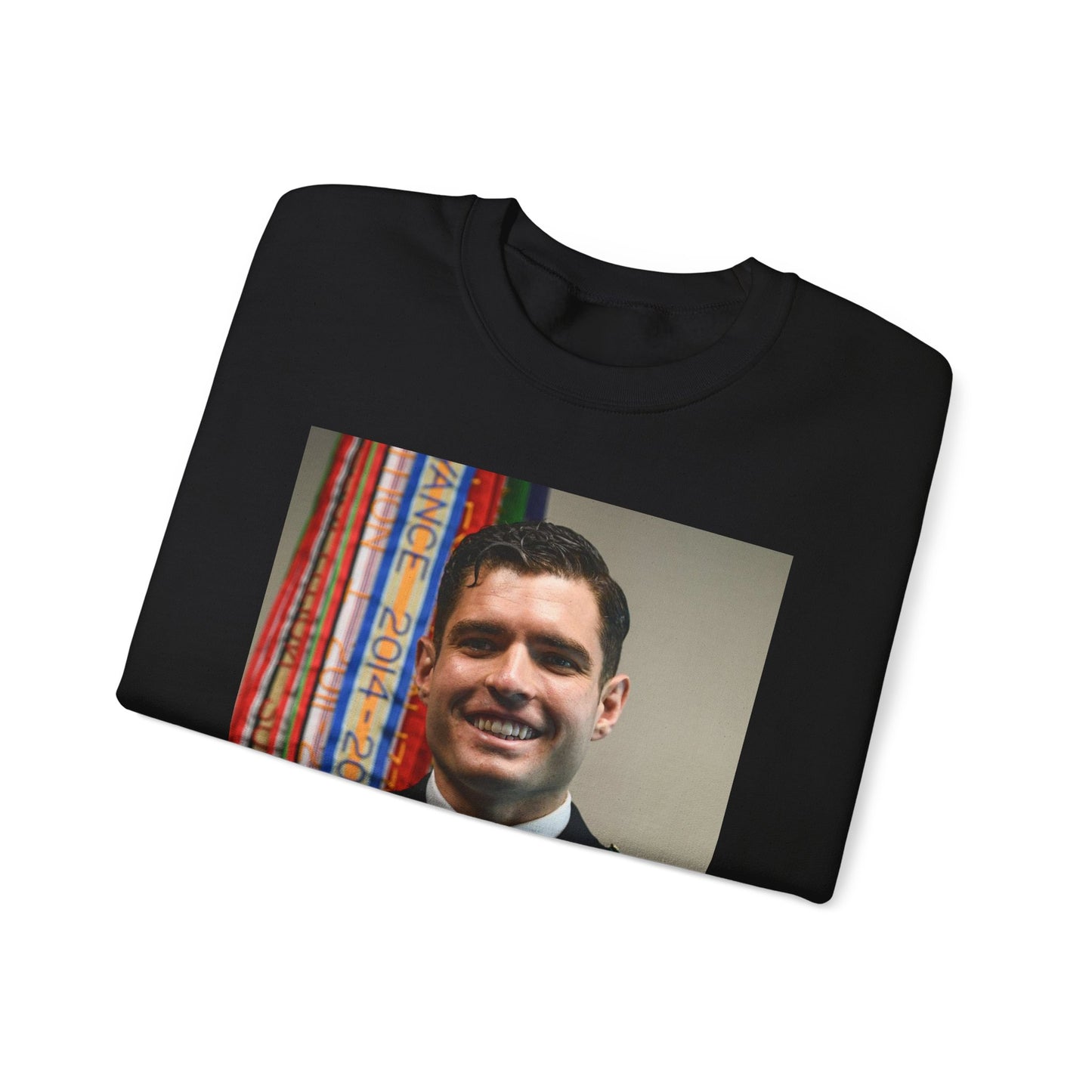 Cpt. Ryan McConville poses for a photo during his promotion Black Heavy Blend Adult Crew Neck SweatShirt