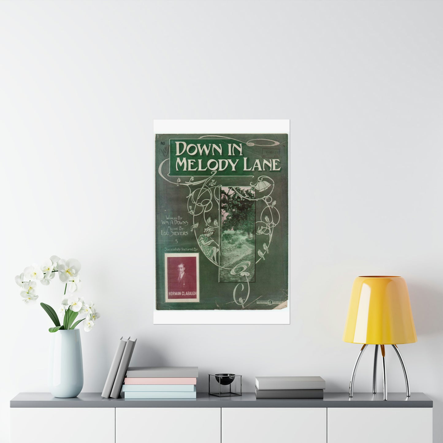 Down in melody lane - Public domain American sheet music High Quality Matte Wall Art Poster for Home, Office, Classroom