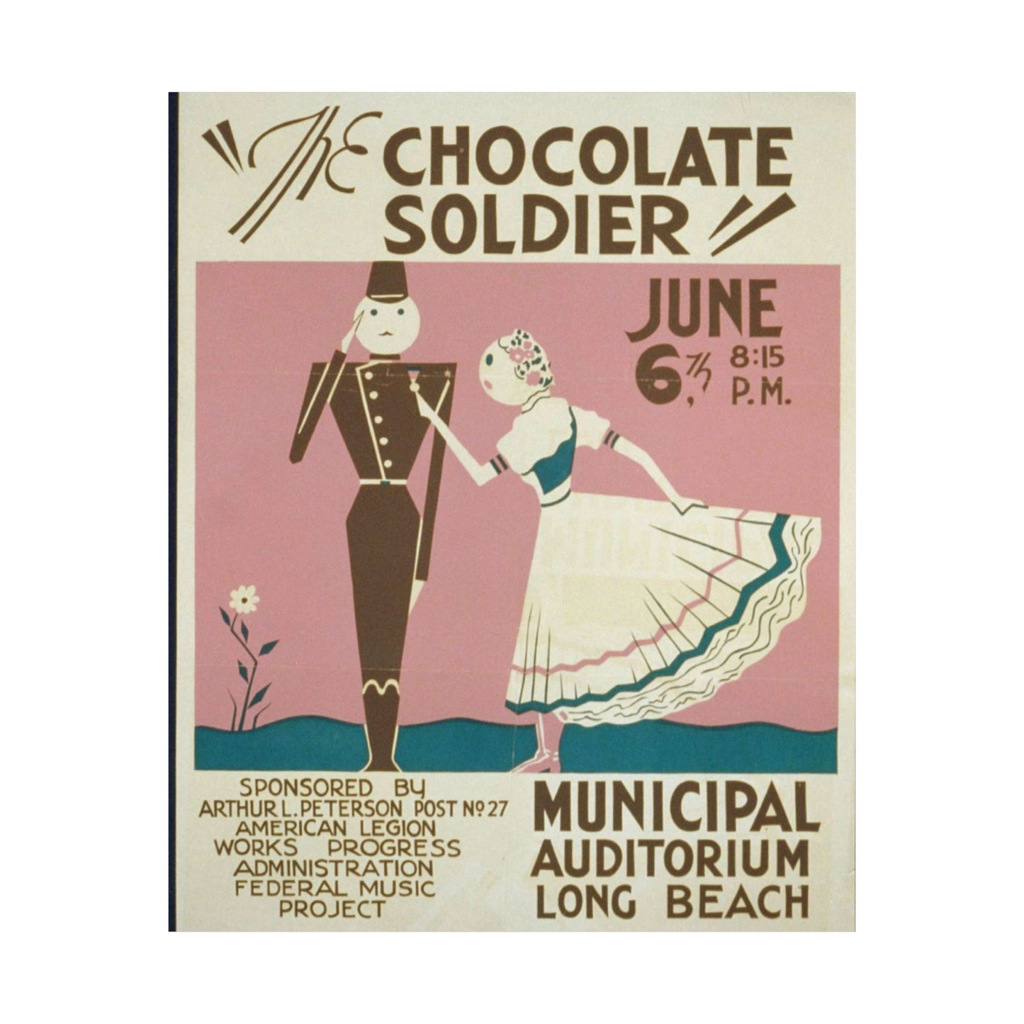 "The chocolate soldier" - WPA poster, Public domain, Library of Congress High Quality Matte Wall Art Poster for Home, Office, Classroom