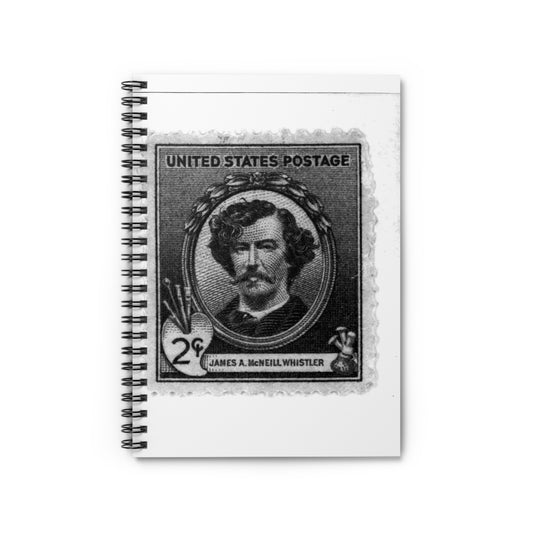 United States two cents postage stamp with head-and-shoulders portrait of James A. McNeill Whistler Spiral Bound Ruled Notebook with Printed Cover