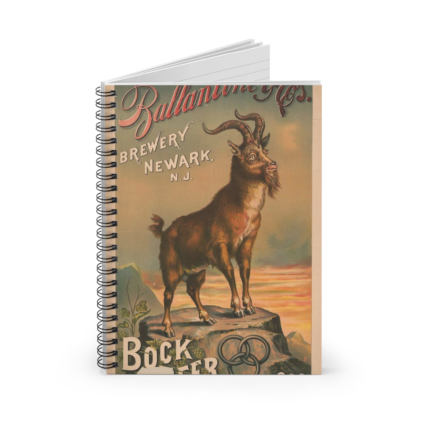 Ballatine & Co.'s brewery, Newark, N.J., Bock Beer, 1888, King Bock of the rock Spiral Bound Ruled Notebook with Printed Cover