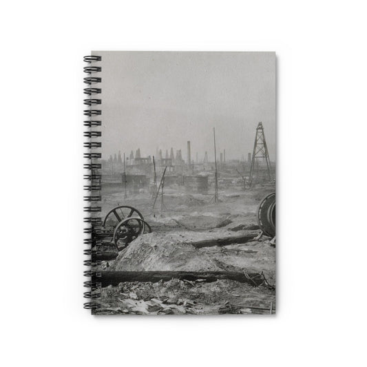 Baku. Oil production. - Drawing. Public domain image. Spiral Bound Ruled Notebook with Printed Cover
