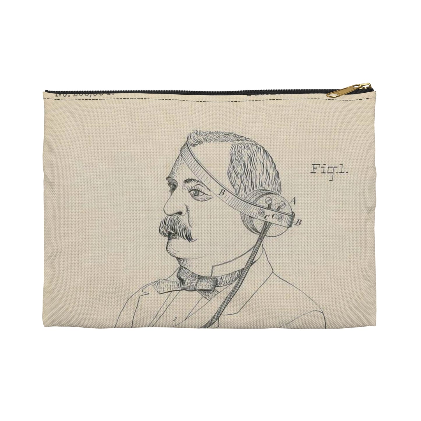 Patent drawing - for F. Shaw's Head Telephone Public domain  image Large Organizer Pouch with Black Zipper