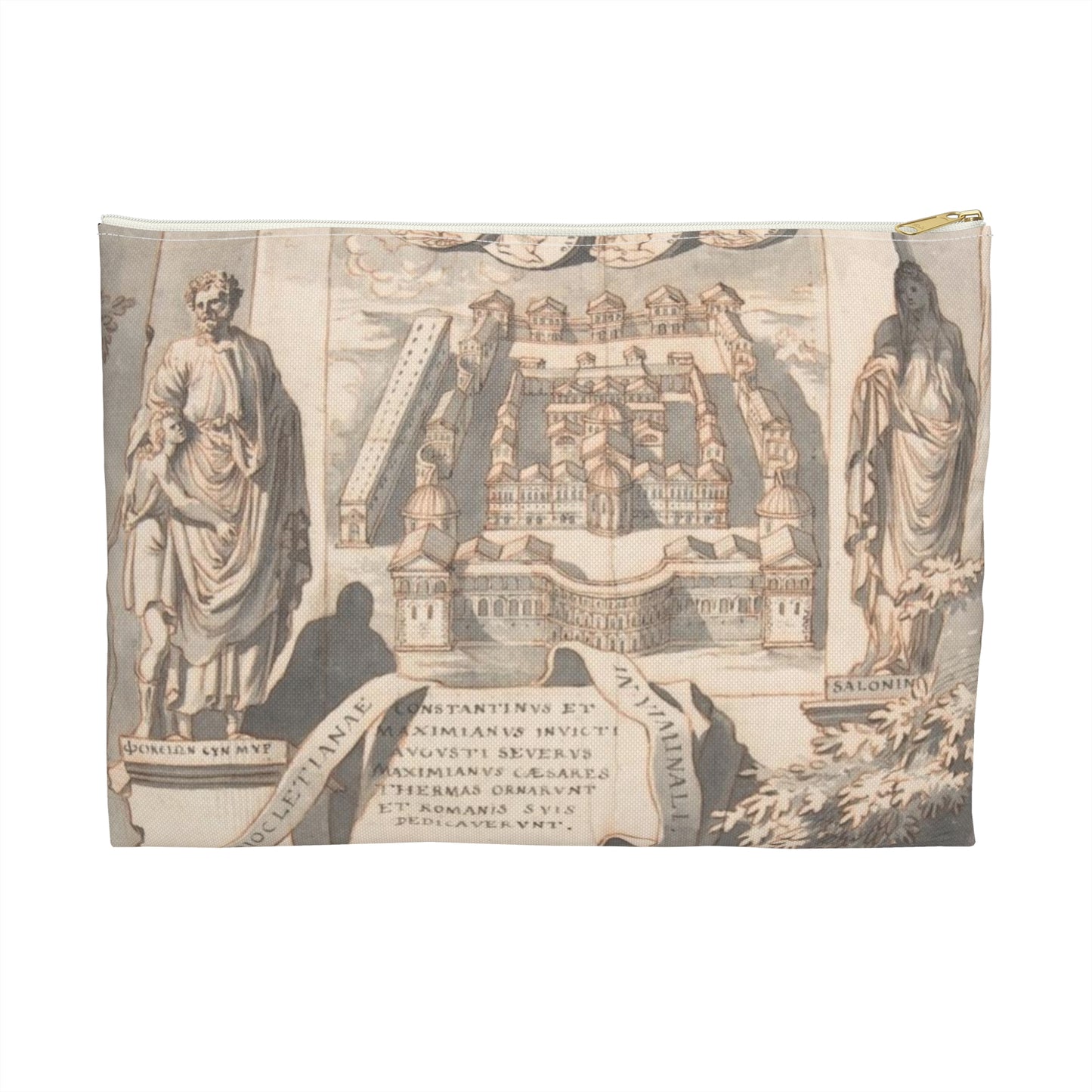 A Reconstruction of the Thermae of Diocletian (above) and a View of the Ruins (below) Large Organizer Pouch with Black Zipper