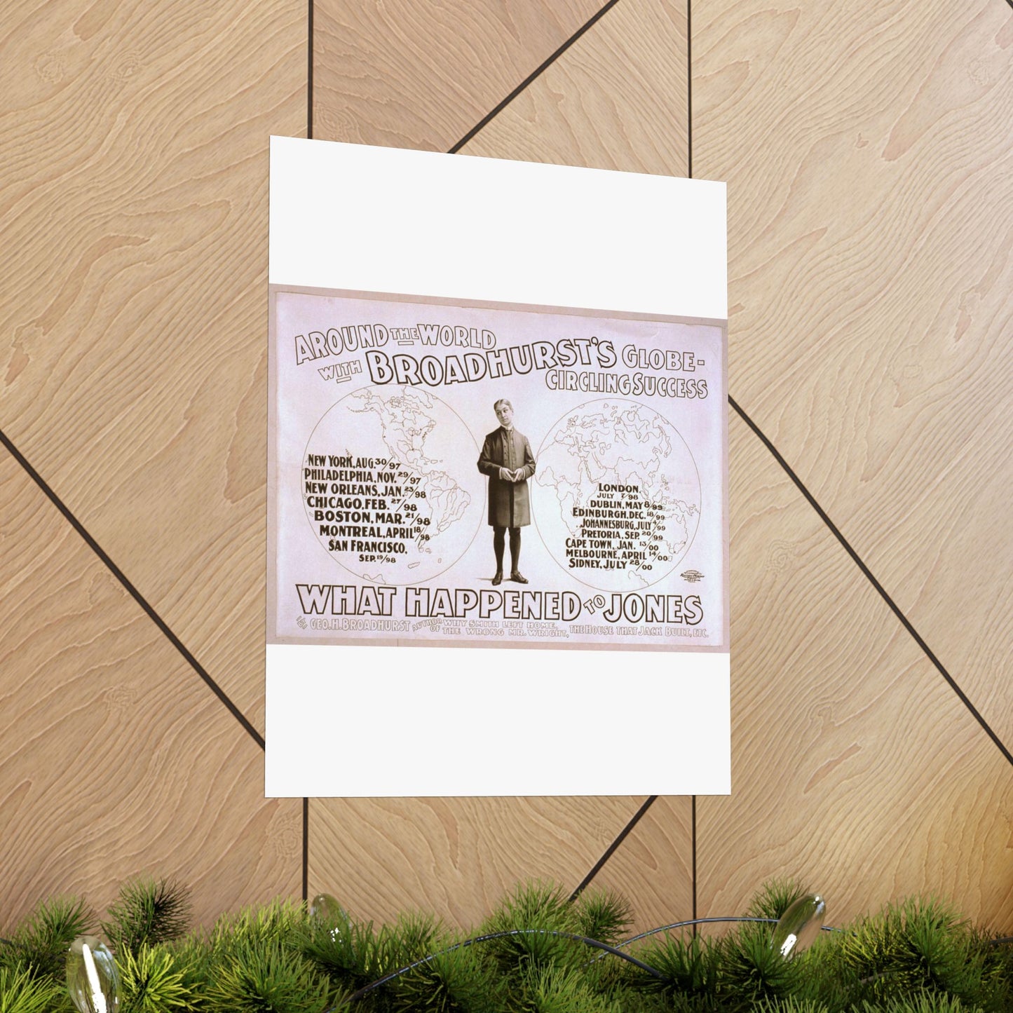 Around the world with Broadhurst's globe-circling success, What happened to Jones by George H. Broadhurst, author of Why Smith left home, The wrong Mr. Wright, The house that Jack built, etc. High Quality Matte Wall Art Poster for Home, Office, Classroom