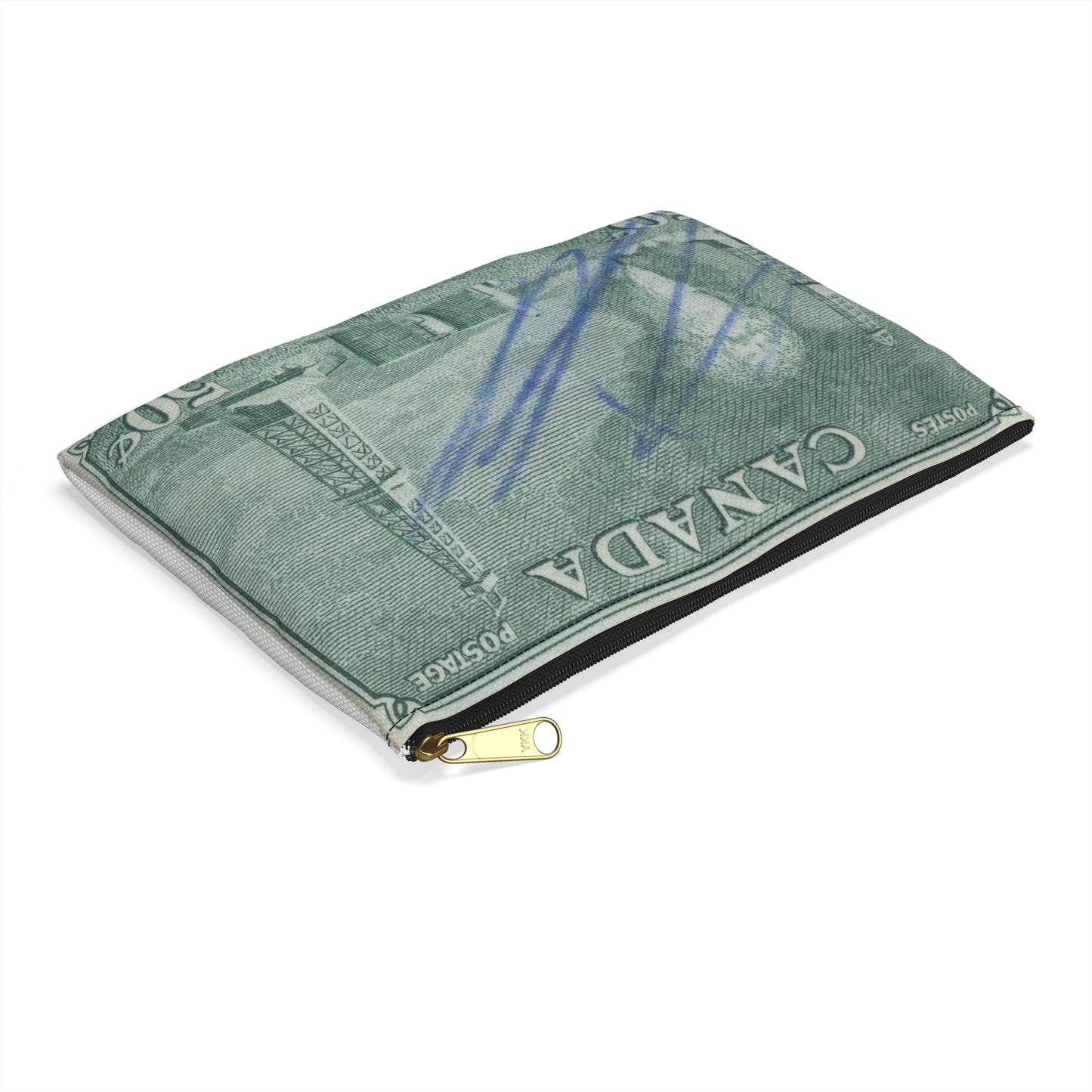 Frimärke ur Gösta Bodmans filatelistiska motivsamling, påbörjad 1950.Frimärke från Canada, 1950. Motiv av petroleumutvinning i Alberta. Large Organizer Pouch with Black Zipper