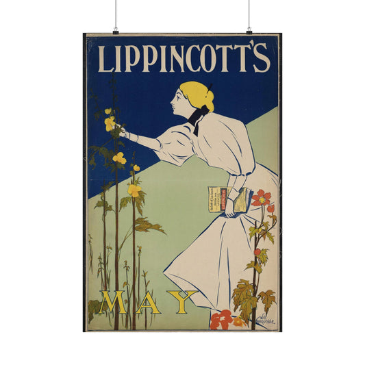 Lippincott's May, Art Nouveau Poster High Quality Matte Wall Art Poster for Home, Office, Classroom