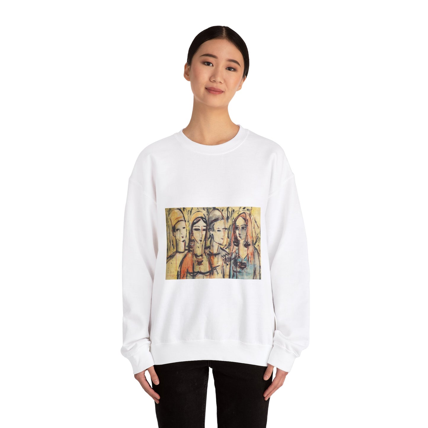 Sans titre - A painting of a group of women standing next to each other White Heavy Blend Adult Crew Neck SweatShirt