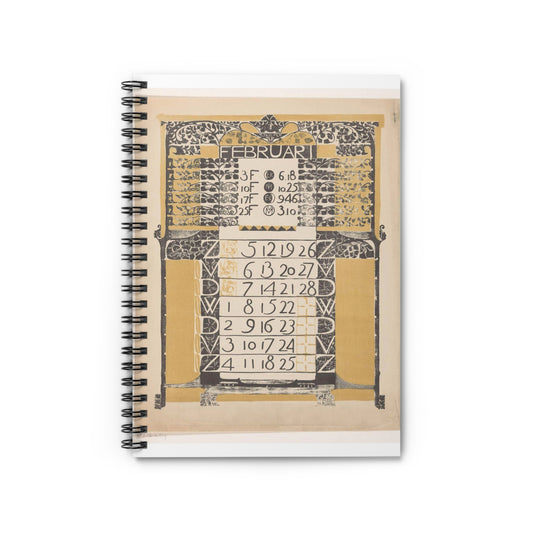 Gerrit Willem Dijsselhof - Kalenderblad februari 1899, RP-P-OB-16.839 Spiral Bound Ruled Notebook with Printed Cover