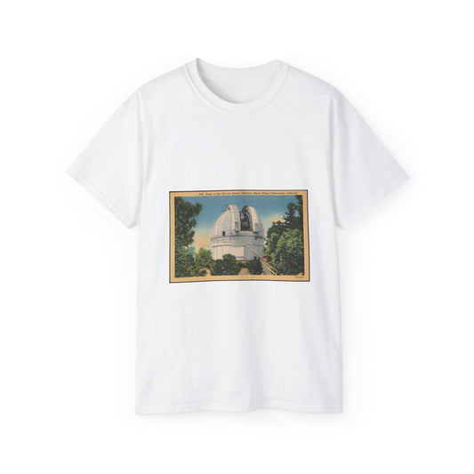 Dome of the 100 inch Hooker Reflector, Mount Wilson Observatory, California White T-Shirt Gildan 2000 Cotton Unisex