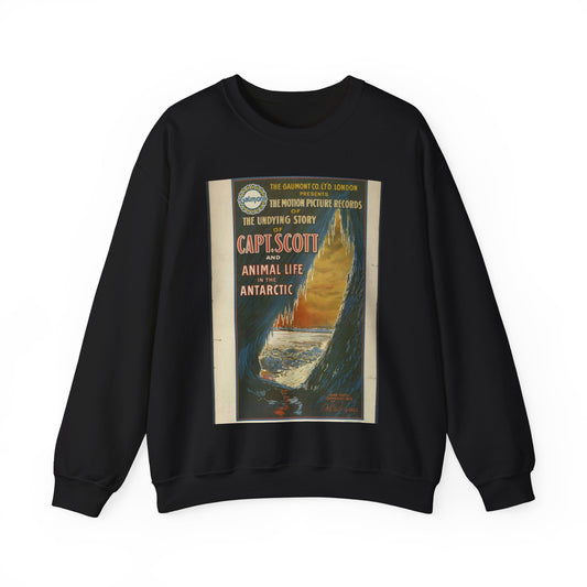 The Gaumont Co. L'T'D. London presents the motion picture records of the undying story of Capt. Scott and animal life in the Antarctic / The Morgan Lith. Co., Cleveland, O. Black Heavy Blend Adult Crew Neck SweatShirt