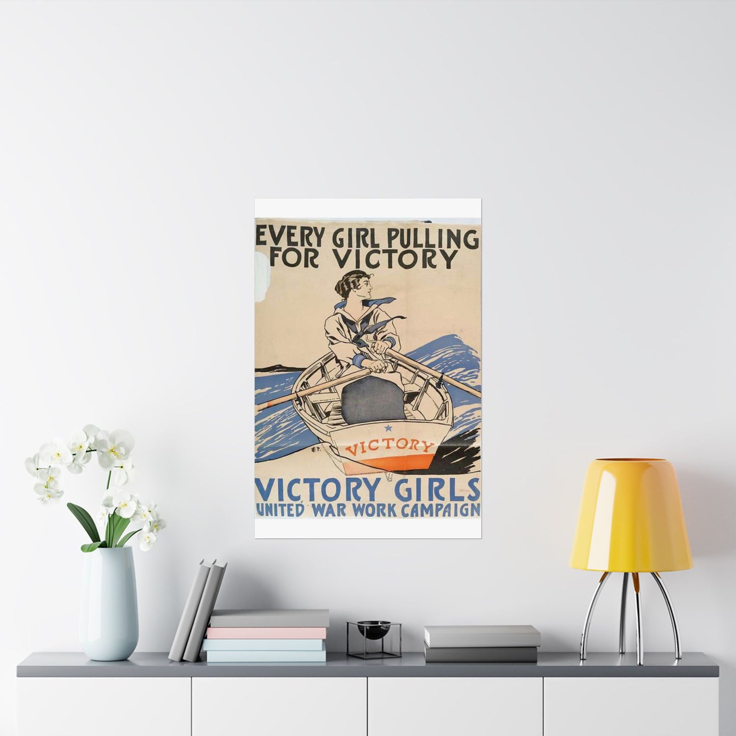 Every Girl Pulling for Victory, Victory Girls United War Work Campaign High Quality Matte Wall Art Poster for Home, Office, Classroom