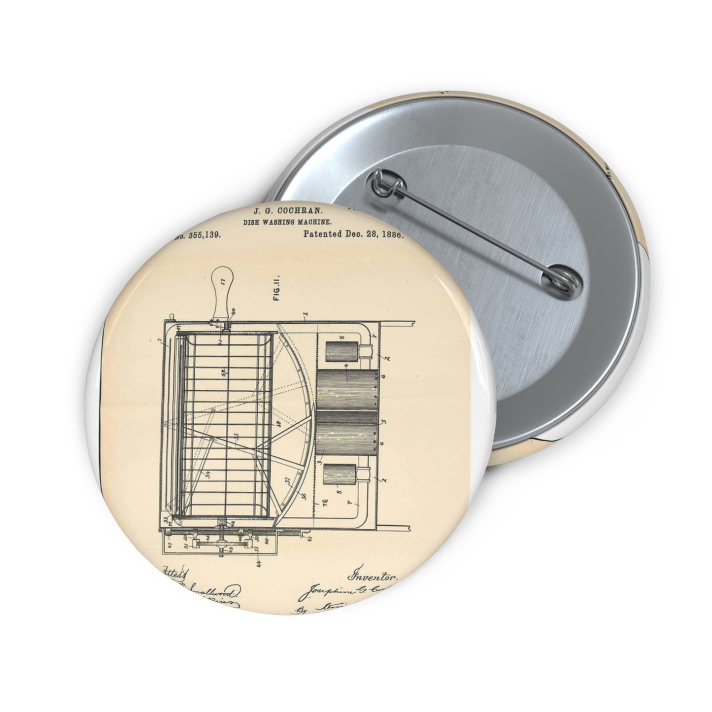 Patent Case File No. 355,139, Dish Washing Machine, Inventor Josephine G. Cochran - DPLA - 1a806ea5879c9a272713bca02da1a760 (page 56) Pin Buttons with Crisp Design