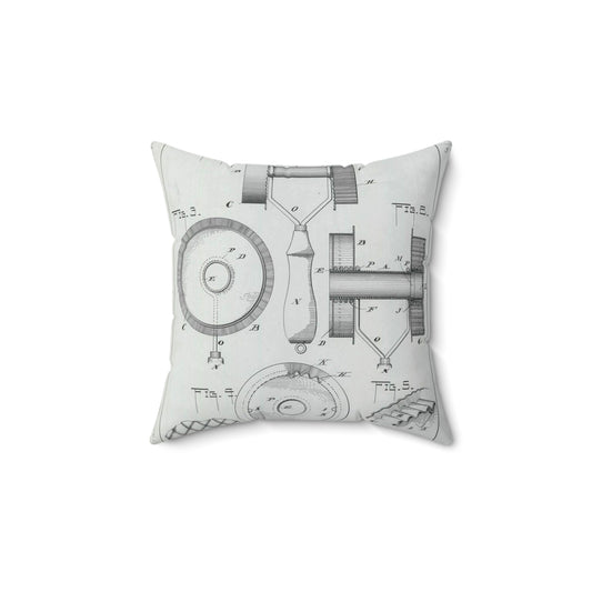 Patent Drawing of Engine - for G. W. Baier's Cake or Doughnut Cutter Public domain  image Decorative Accent Square Pillow