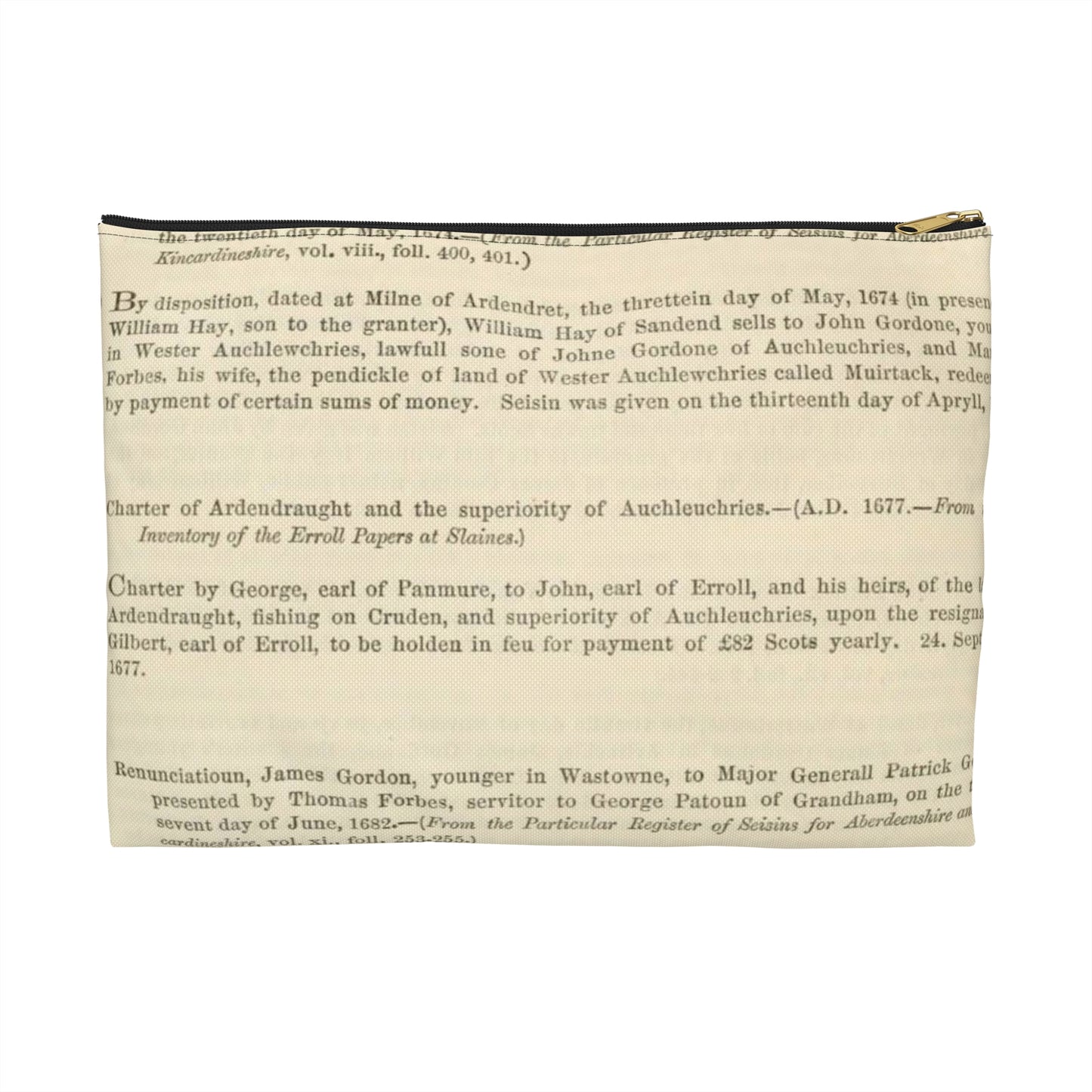 212 APPENDIX.   the twentieth day of May, 1674. — {From the Particular Register of Seisins for Aberdeenshire and  Kincardineshire Large Organizer Pouch with Black Zipper