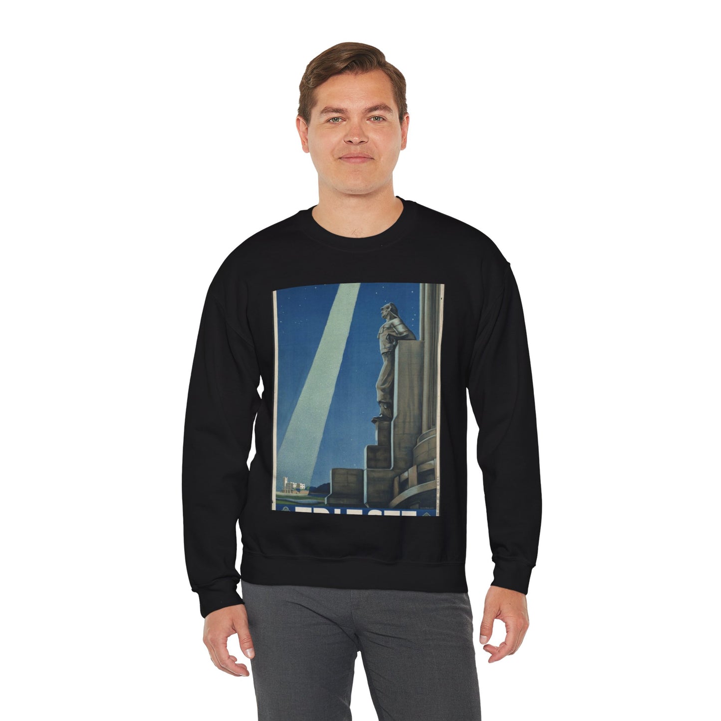 Trieste. Vintage Travel Posters, 1920s-1930s Black Heavy Blend Adult Crew Neck SweatShirt