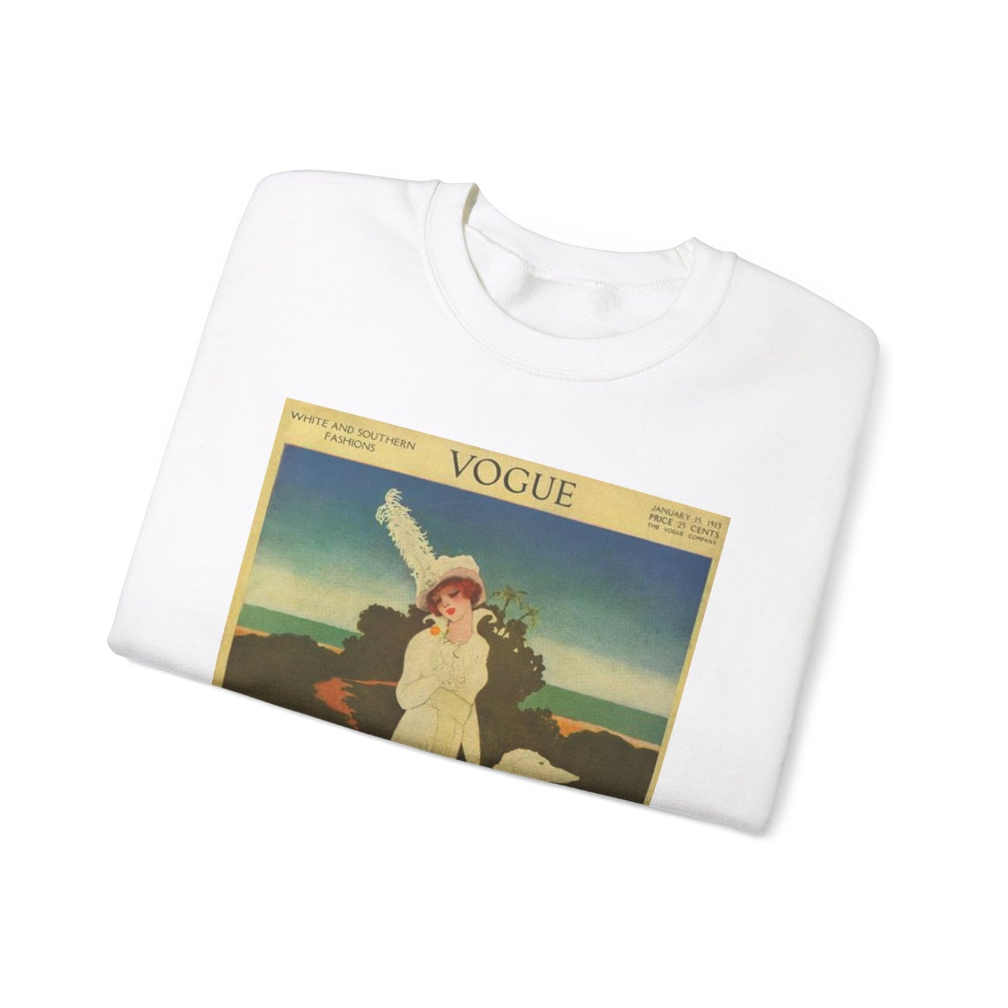 Vogue Magazine 15 Jan 1913 - Public domain portrait print White Heavy Blend Adult Crew Neck SweatShirt