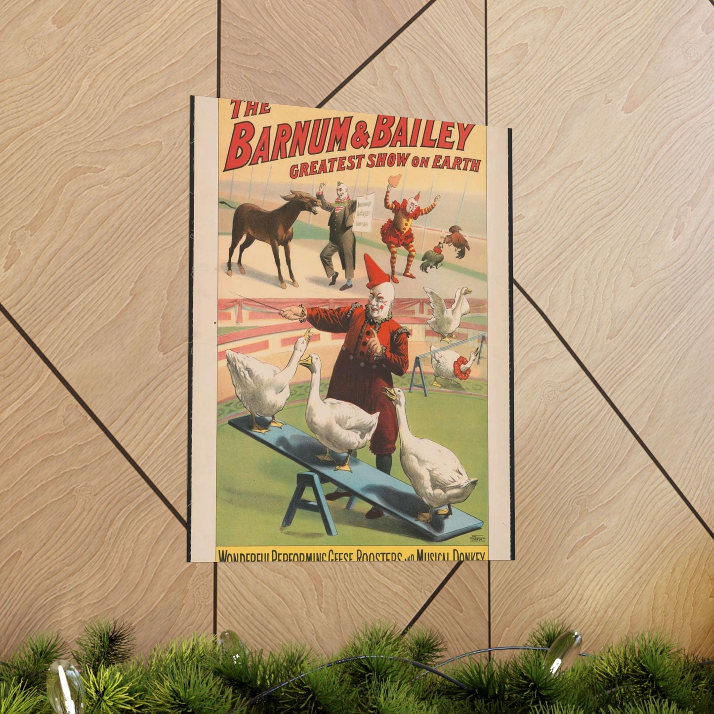 The Barnum & Bailey greatest show on earth. Wonderful performing geese, roosters and musical donkey / Strobridge Litho. Co., Cincinnati & New York. High Quality Matte Wall Art Poster for Home, Office, Classroom