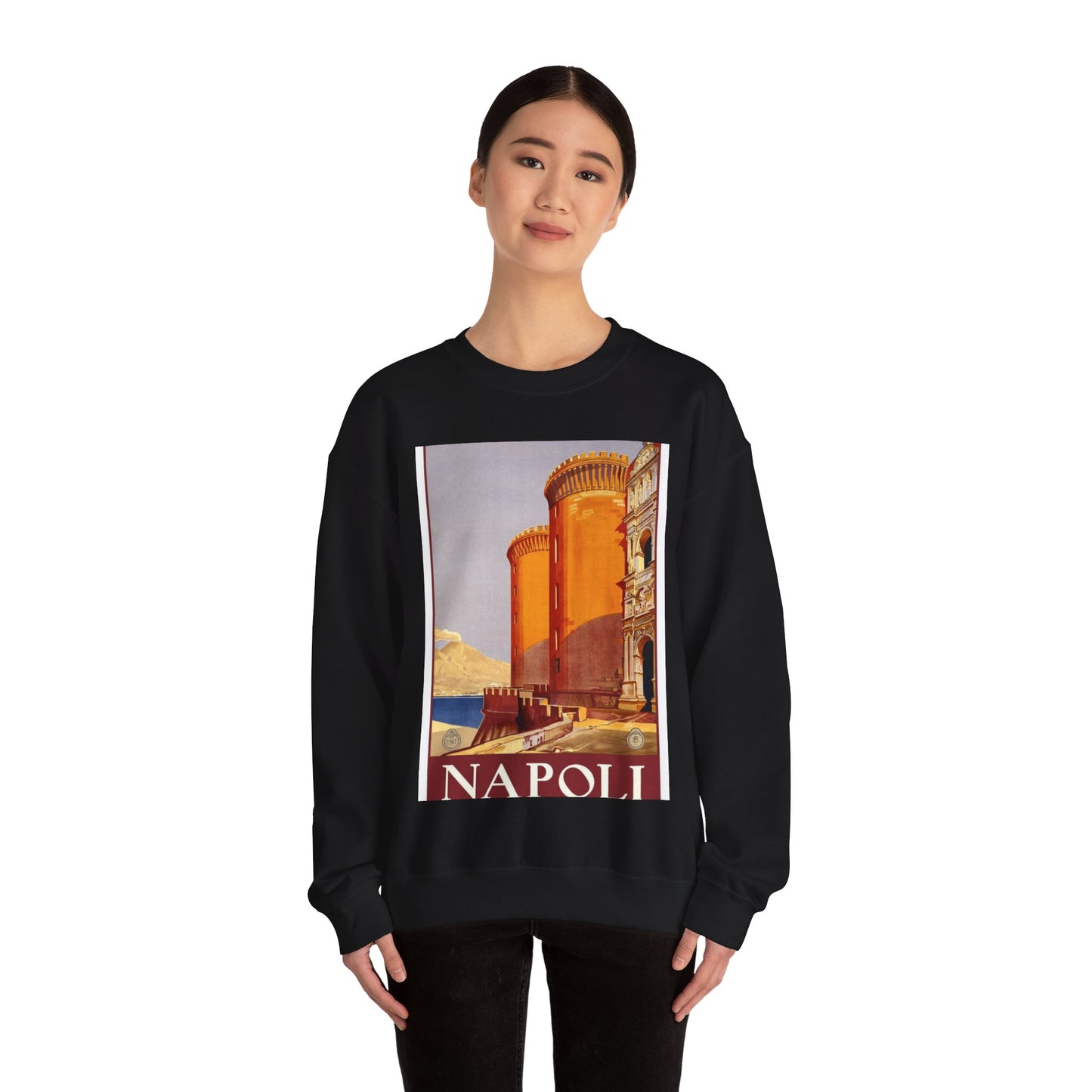 Napoli. Vintage Travel Poster., Italy Black Heavy Blend Adult Crew Neck SweatShirt