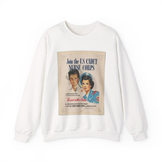 Join the U.S. Cadet Nurse Corps White Heavy Blend Adult Crew Neck SweatShirt