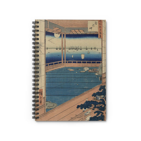 Tsuki no misaki, Andō Hiroshige - Ukiyo e print Spiral Bound Ruled Notebook with Printed Cover