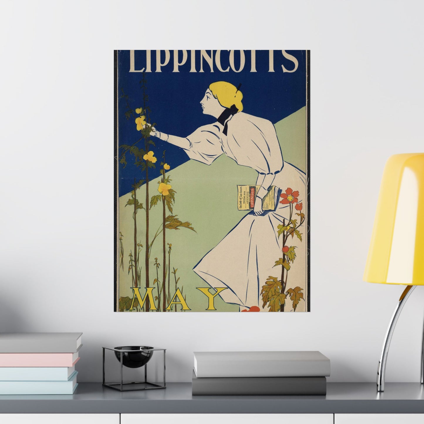 Lippincott's May, Art Nouveau Poster High Quality Matte Wall Art Poster for Home, Office, Classroom