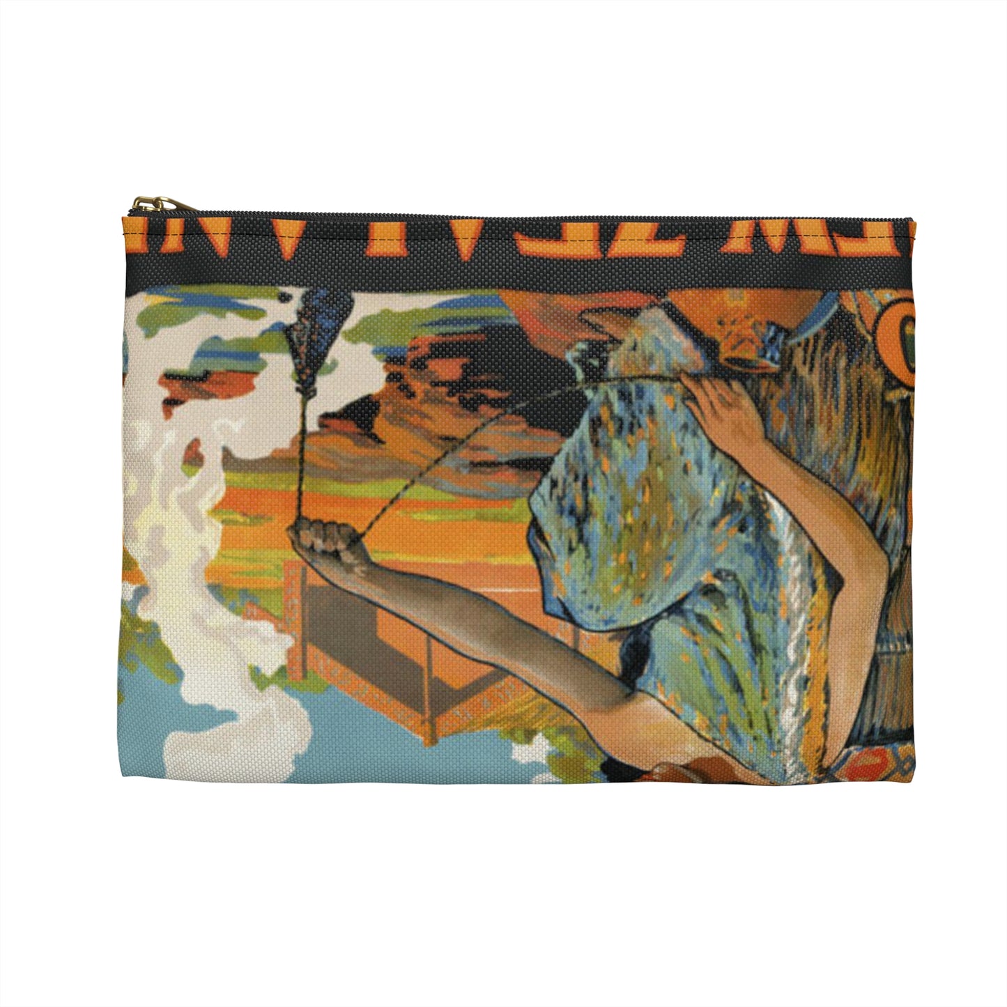 Vintage Travel Posters, 1920s-1930s Large Organizer Pouch with Black Zipper