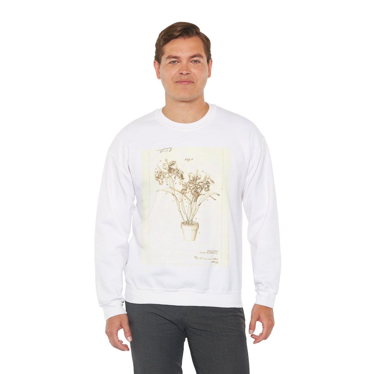 Patent Case File No. 1,904,788, Display of Cut Flowers, Inventor- Jesse H. Holmes. - DPLA - f3d0d85a6e6b3c501e6aa63084a03aaf (page 10) White Heavy Blend Adult Crew Neck SweatShirt