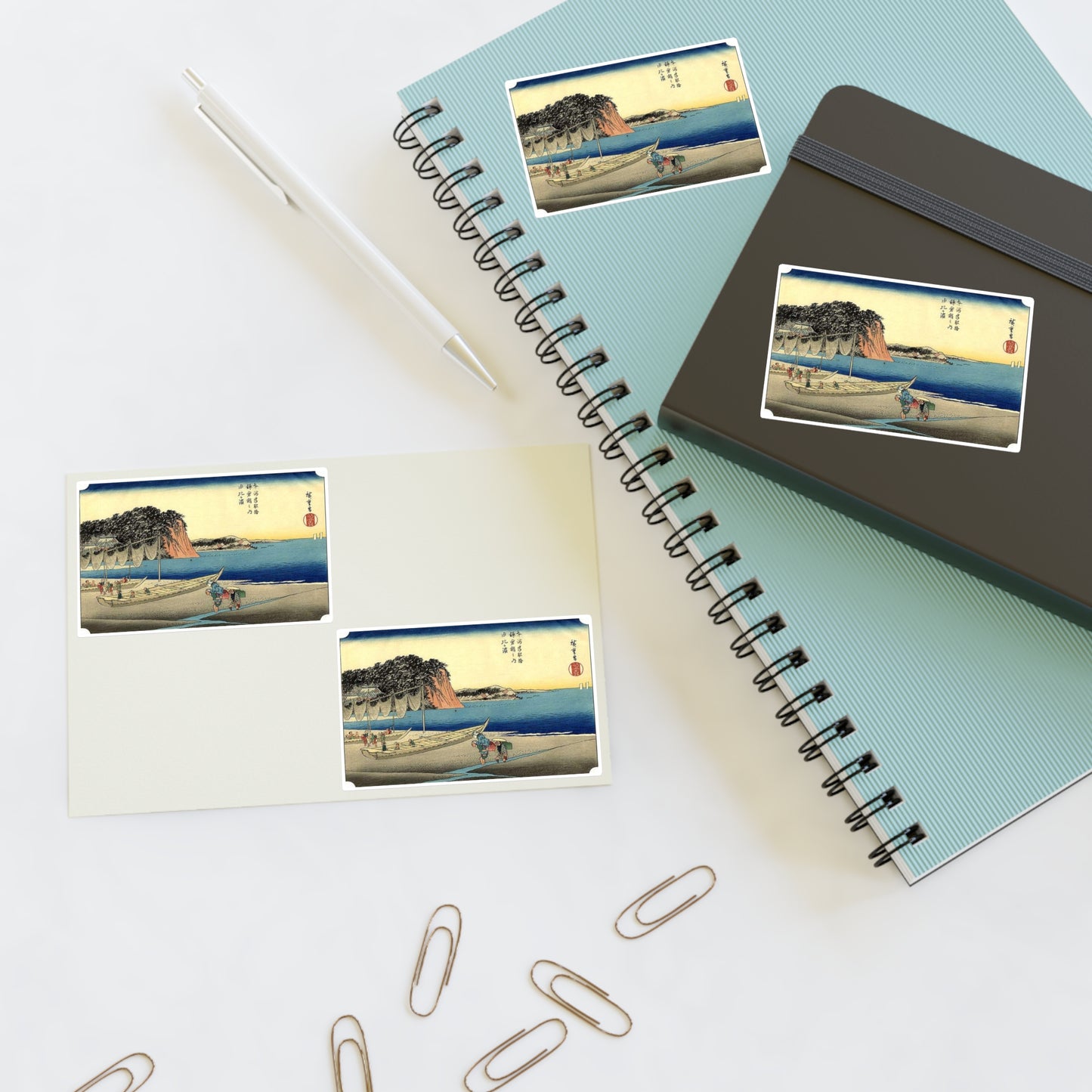 Utagawa Hiroshige - Hiroshige, Yuigahama Laminated UV Protective Vinyl Stickers