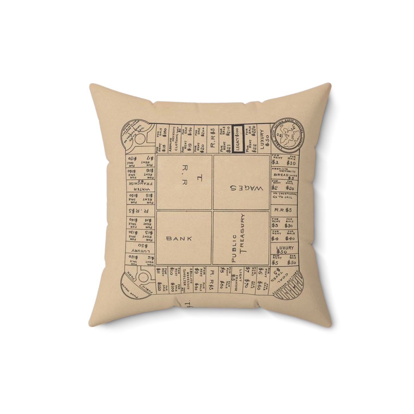 Patent Drawing of Engine - Drawing for a Game Board Public domain  image Decorative Accent Square Pillow