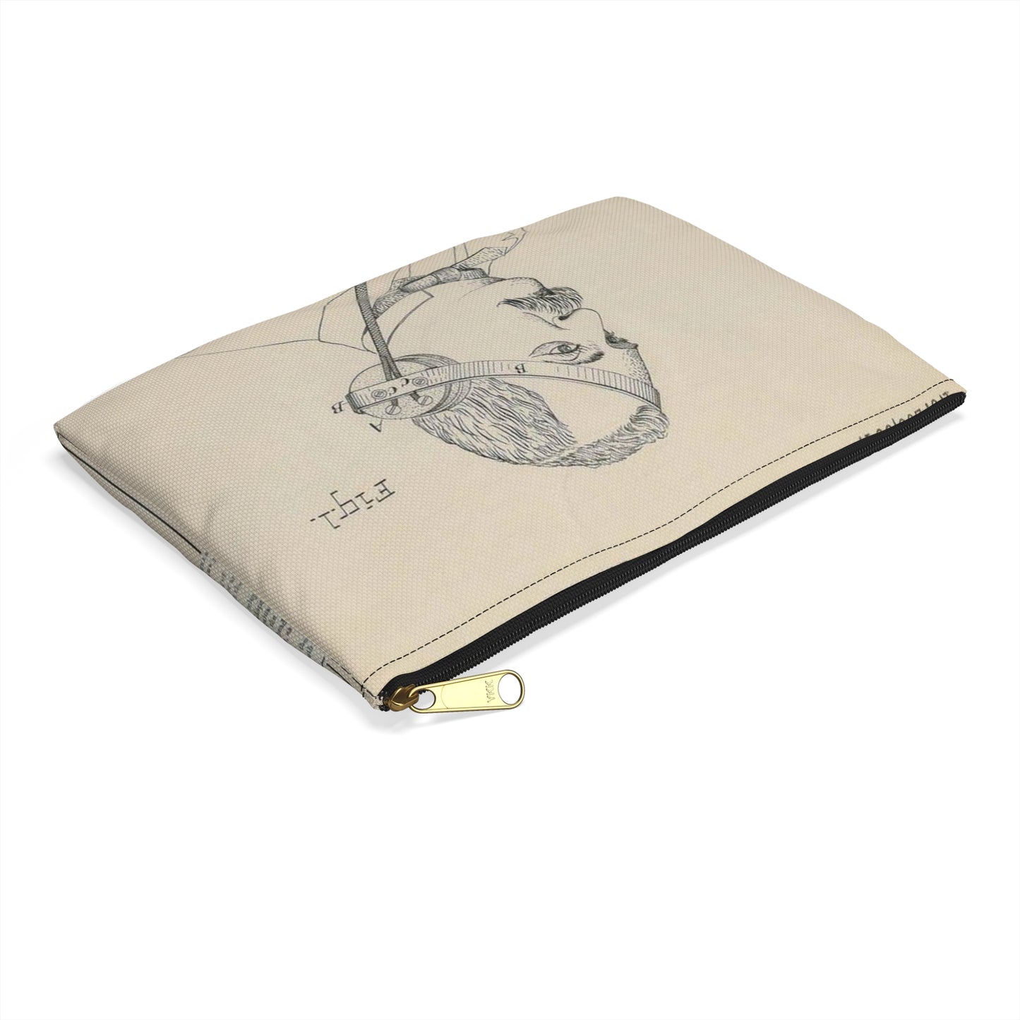 Patent drawing - for F. Shaw's Head Telephone Public domain  image Large Organizer Pouch with Black Zipper