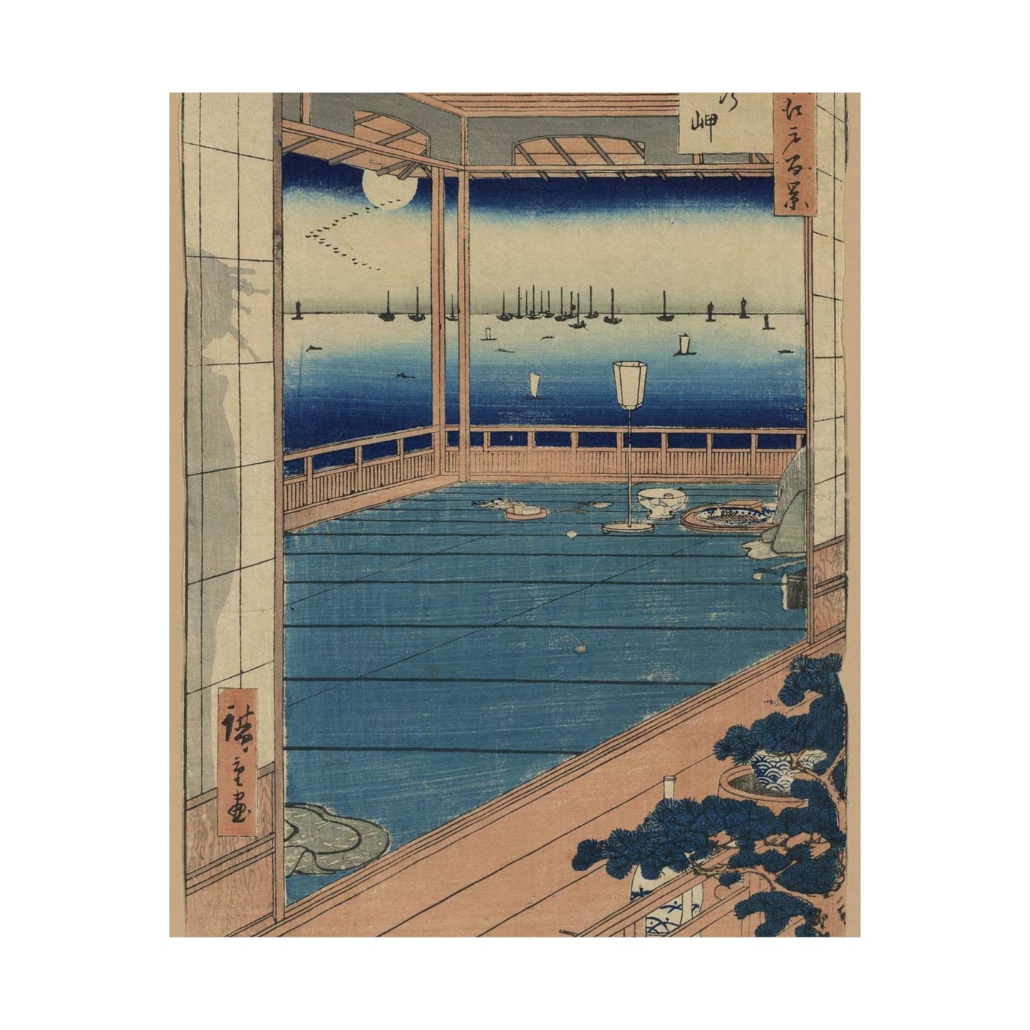 Tsuki no misaki, Andō Hiroshige - Ukiyo e print High Quality Matte Wall Art Poster for Home, Office, Classroom