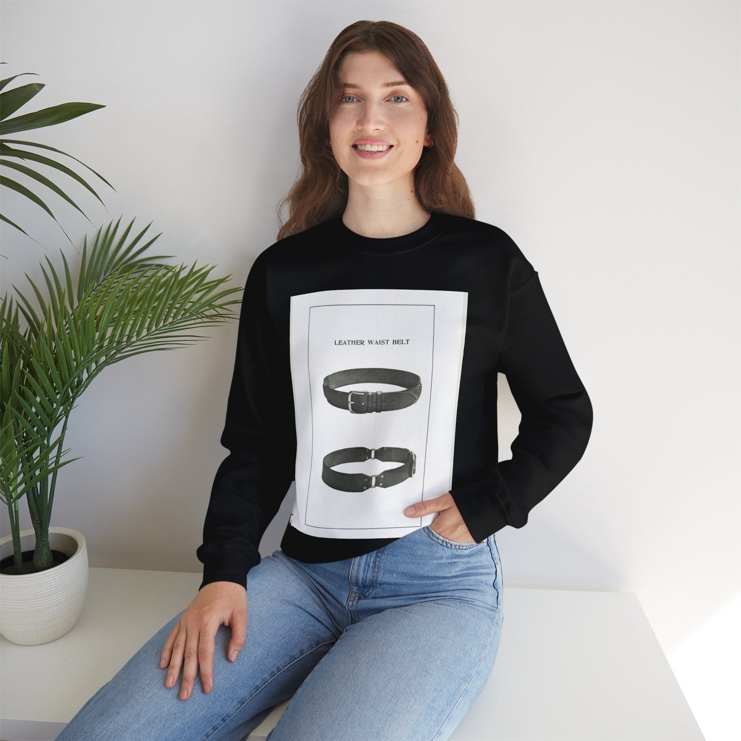 Patent drawing - Leather Waist Belt - . Public domain  image Black Heavy Blend Adult Crew Neck SweatShirt