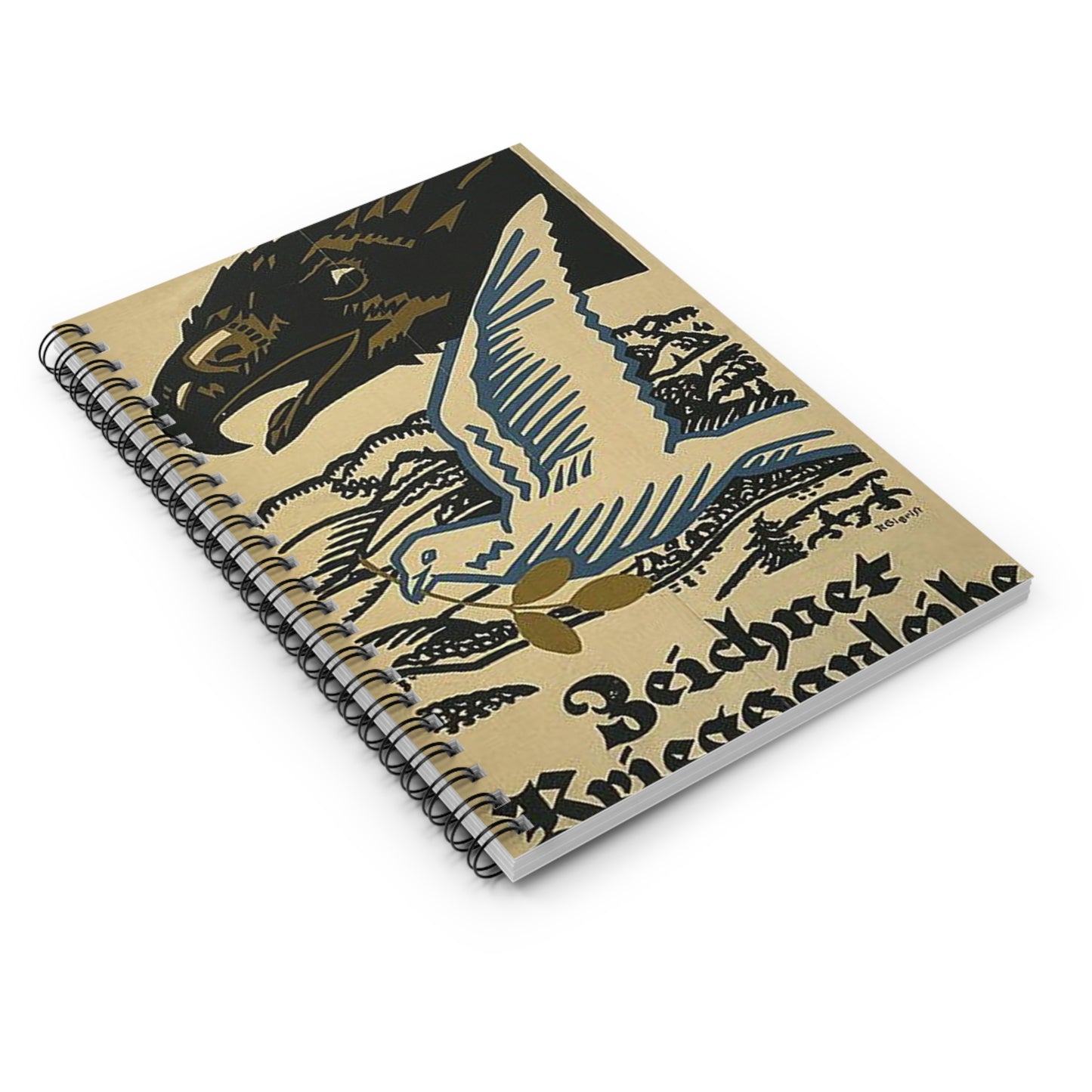 WWIposter12 - Art Deco public domain image Spiral Bound Ruled Notebook with Printed Cover