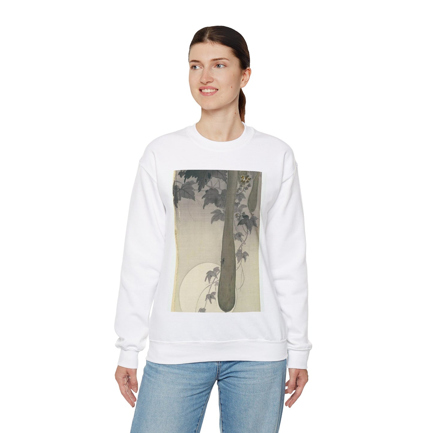 Wilde komkommer met volle maan, Ohara Koson White Heavy Blend Adult Crew Neck SweatShirt