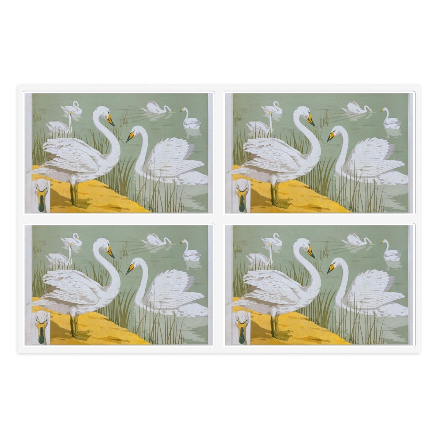 Cygne sauvage - Art nouveau public domain image Laminated UV Protective Vinyl Stickers