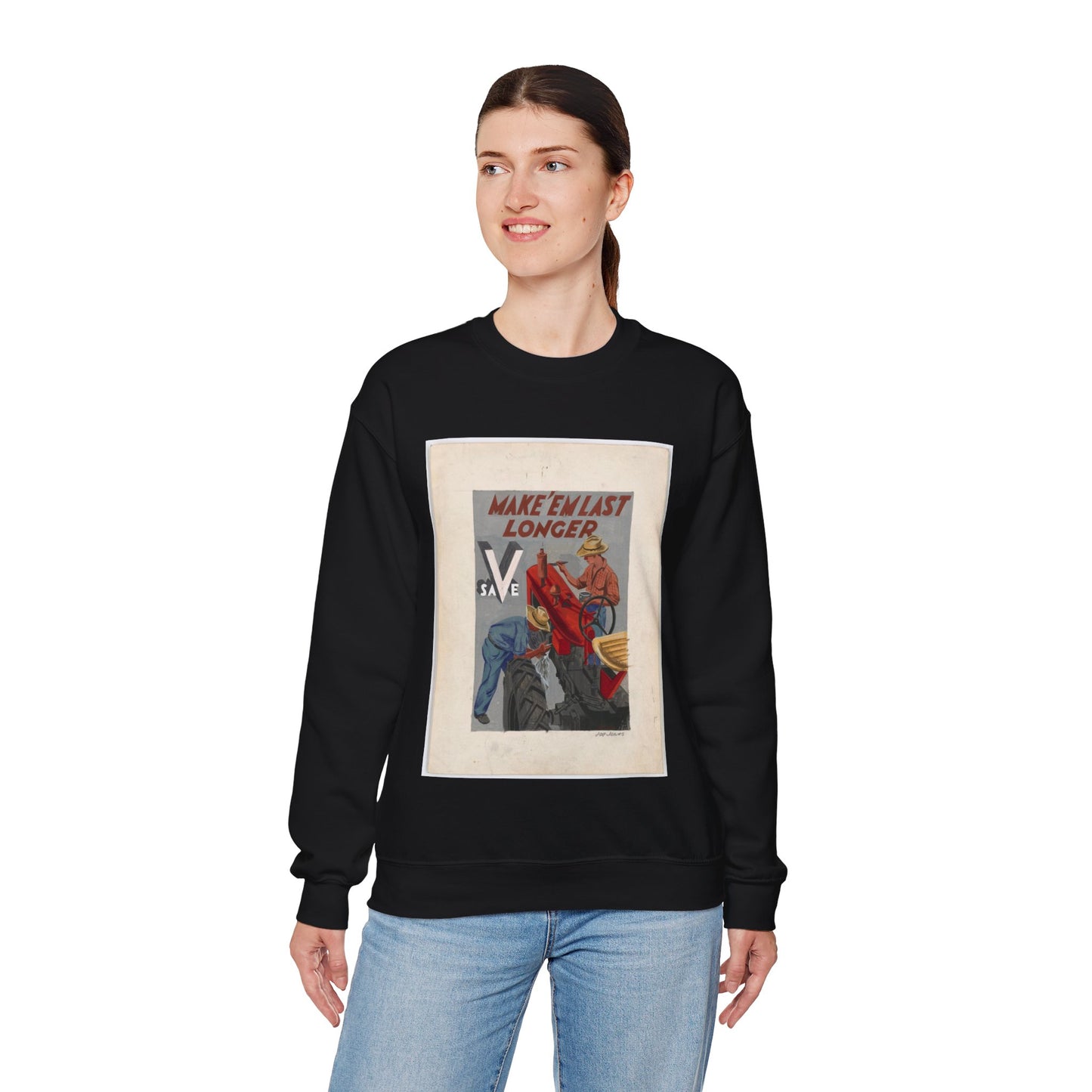 Make'em Last Longer -  Save [Joe Jones] Black Heavy Blend Adult Crew Neck SweatShirt