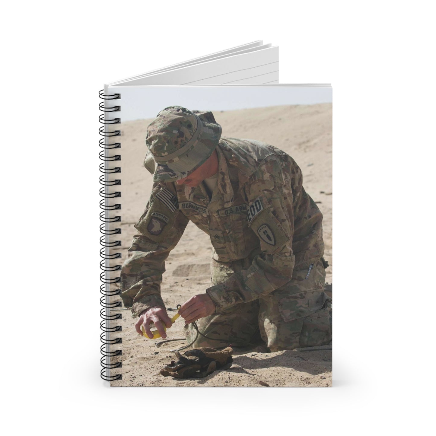 Sergeant Dustin Burkhalter, an explosive ordnance disposal Spiral Bound Ruled Notebook with Printed Cover