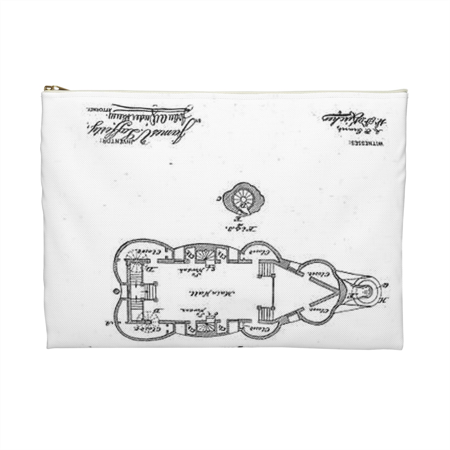 Patent Drawing of Engine - Lucy-USpatent268503 1882 Public domain  image Large Organizer Pouch with Black Zipper
