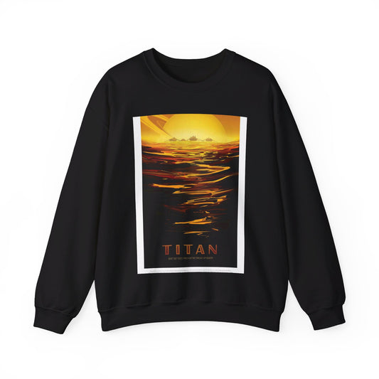 JPL Visions of the Future, Titan Black Heavy Blend Adult Crew Neck SweatShirt