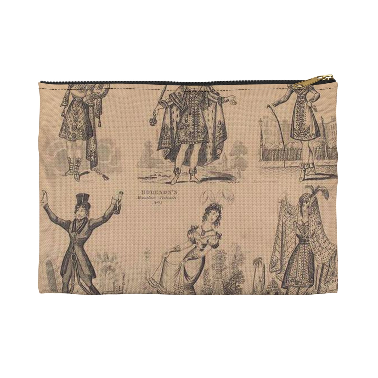 Madame Vestris in six favorite characters (Apollo, Page, Don Giovanni, Captain Macheath, Maria Darlington, and Mandane) Large Organizer Pouch with Black Zipper