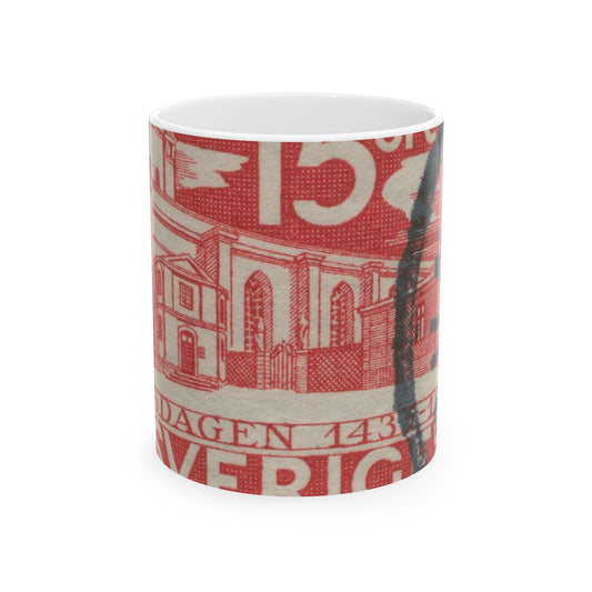 Frimärke ur Gösta Bodmans filatelistiska motivsamling, påbörjad 1950.Frimärke från Sverige. Motiv av Storkyrkan i Stockholm. "Den svenska riksdagen 500 år 1435-1935". Beautiful Novelty Ceramic Coffee Mug 11oz
